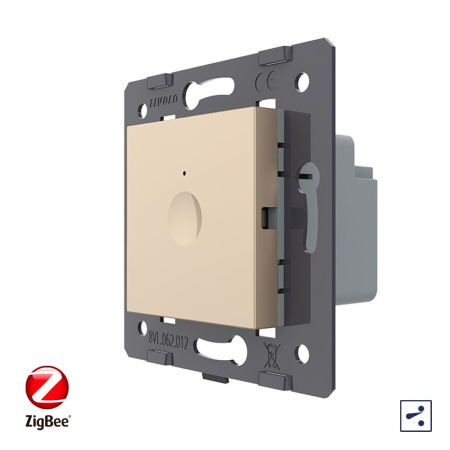 Одноклавишный проходной сенсорный выключатель ZigBee Module, цвет золотой (механизм) Livolo