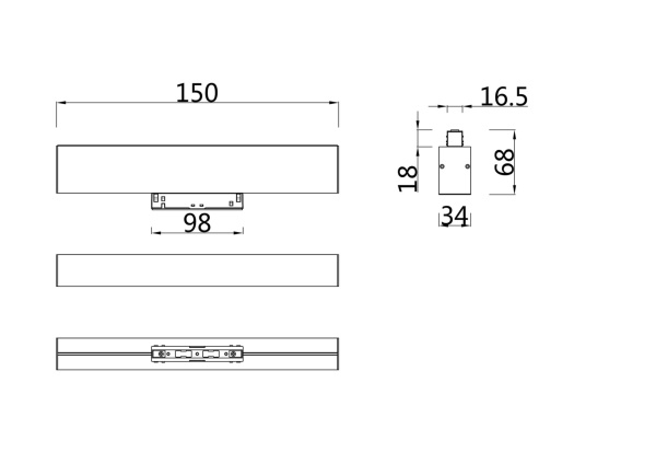 Светильник трековый 7Вт 3000K Белый IP20 BASIS TR012-2-7W3K-W Technical