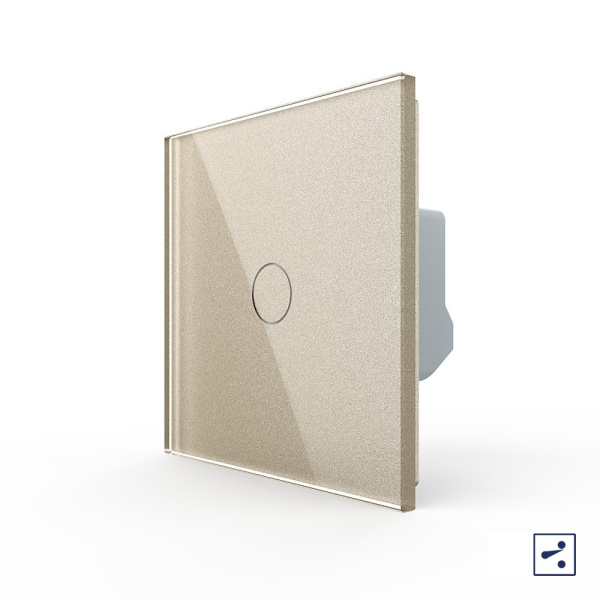 Одноклавишный проходной/перекрестный сенсорный выключатель 1 пост, цвет шампань Livolo
