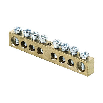 Шина PEN "ноль-земля" (6х9мм) 8 отверстий латунь крепеж по центру розничный стикер PROxima EKF