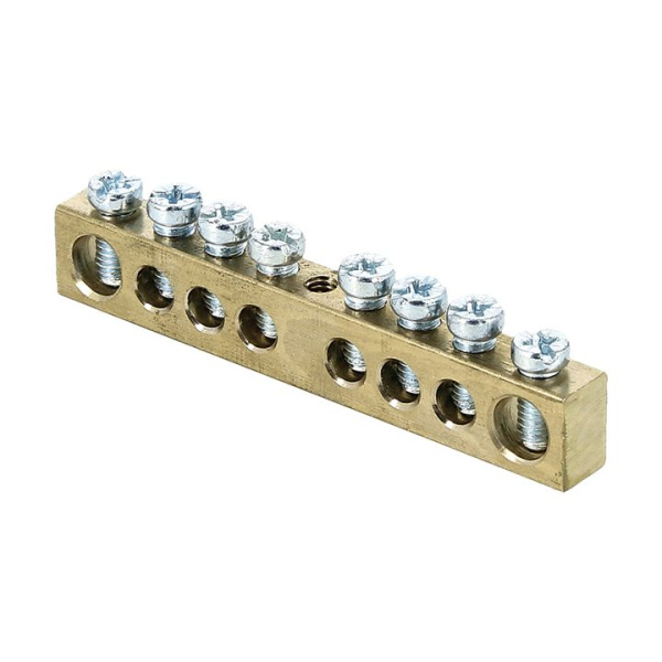 Шина PEN "ноль-земля" (6х9мм) 8 отверстий латунь крепеж по центру розничный стикер PROxima EKF