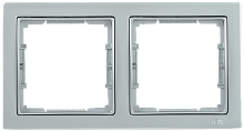 Рамка 2-местная квадратная РУ-2-БС BOLERO Q1 серебряный IEK