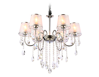 Подвесная люстра с абажурами и хрусталем TR4588/6 CH/SL хром/серебро E14/6 max 40W D660*570 Ambrella Light