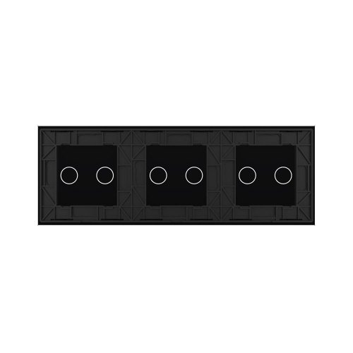 Панель для трех двухклавишных выключателей черная Livolo фото 4