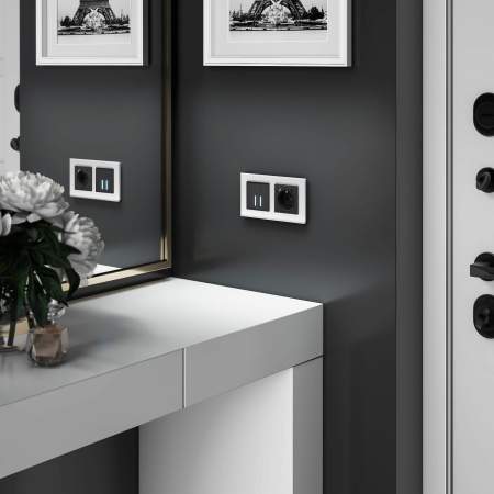 Сенсорный выключатель двухклавишный с подсветкой 1000 Вт (черный) СУ IP20 Werkel