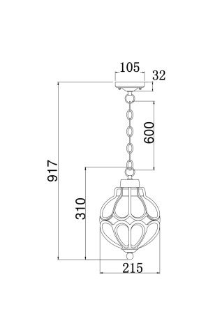 Подвесной светильник 1*E27 60Вт Золото Антик IP20 Via O024PL-01G Outdoor