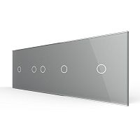 Панель для четырех сенсорных выключателей, 5 клавиш (1+2+1+1), цвет серый, стекло Livolo