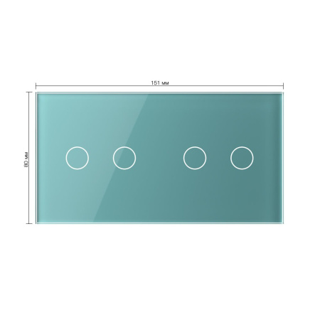 Панель для двух сенсорных выключателей, 4 клавиши (2+2), цвет зеленый, стекло Livolo
