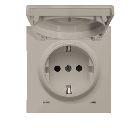 Накладка для розетки Schuko с заземлением, с крышкой, 16A 250 В,матовый кашемир, серия DA