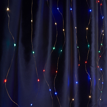 Светодиодная гирлянда Feron CL591 занавес 3*3м + 3м мультиколор USB, прозрачный шнур