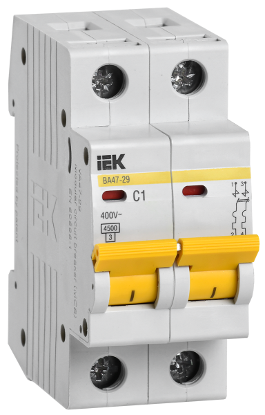 Выключатель автоматический ВА МОД ВА47-29 2П 1А 4,5кА С IEK