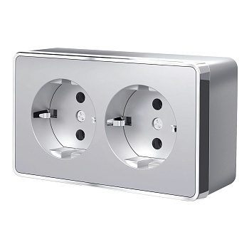 Розетка двойная с заземлением (серебряный) Gallant ОУ IP20 Werkel