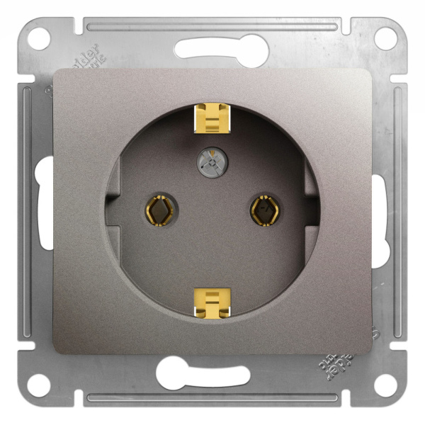 GLOSSA  Механизм розетки без лицевой панели СУ 1 мест. с зазем. 16А платина IP20 (уп.10шт) Schneider Electric