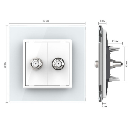 Розетка спутниковая SAT двойная Белая Livolo Розетка спутниковая SAT двойная Белая Livolo
