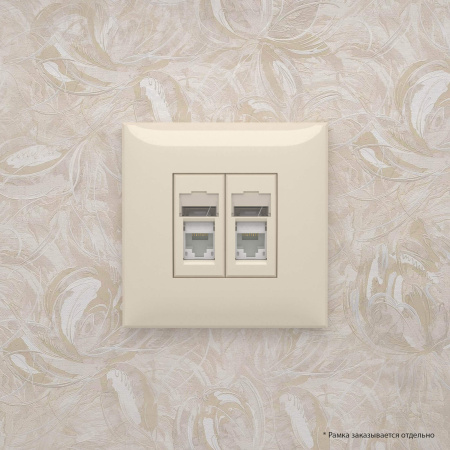 Компьютерная розетка RJ-45 в стену, кат.6 двойная,"Avanti", "Ванильная дымка" DKC