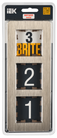BRITE Рамка 3-мест. РУ-3-1-Бр металл шамп. RE AL IEK
