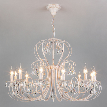 Люстра с хрусталем 12*E14 60Вт белый с золотом IP20 Alda (3305/12 белый с золотом) Eurosvet