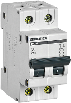 Выключатель автоматический ВА МОД 2П 6А С 4,5кА Generica IEK