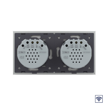 Сенсорный радиоуправляемый выключатель 2 клавиши (1-1), 2 поста Серый Livolo