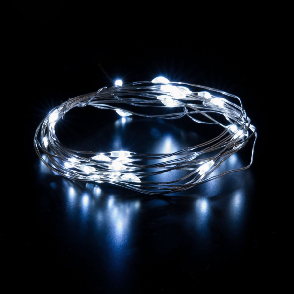 Гирлянда нить "Роса" белый на батарейках 3м IP20 (400-006 белый 3м IP20) Eurosvet