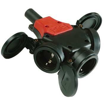 Розетка тройник с откидной крышкой DKC