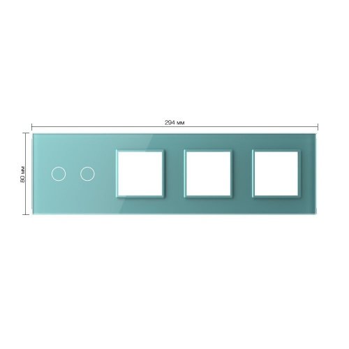 Панель для сенсорного выключателя и 3-х розеток, 2 клавиши, цвет зеленый, стекло Livolo фото 2