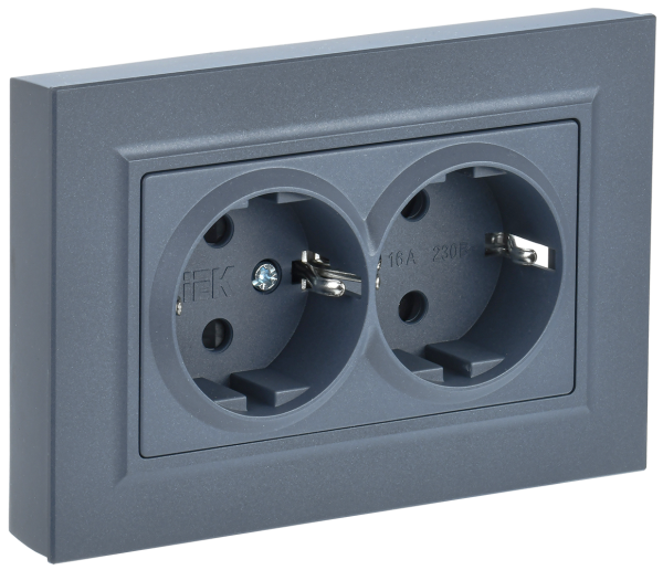 BRITE Розетка 2-местная с з/з без защитных шторок 16А в сборе РС12-3-БрМ маренго IEK