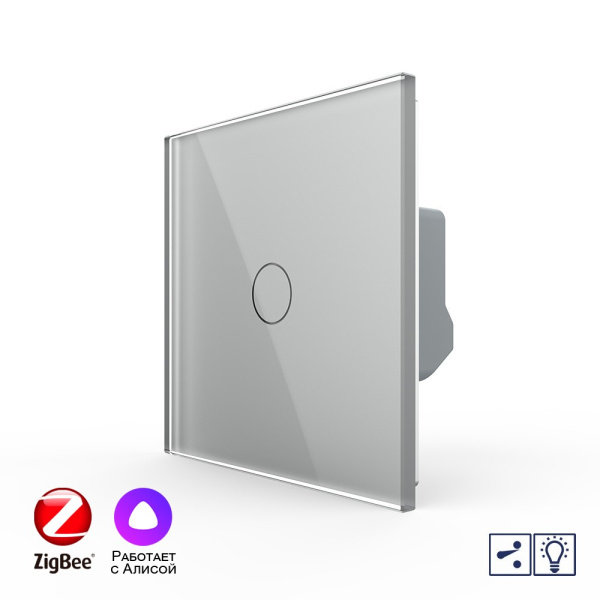 Одноклавишный проходной умный сенсорный диммер Livolo ZigBee, 1 пост, Серый VL-C701SD2Z-2IG