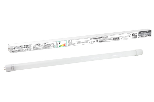 Лампа светодиодная НЛ-Т8-20 Вт-230 В-4000 К–G13, 1200 мм, матовая, стекло, непов. Народная TDM