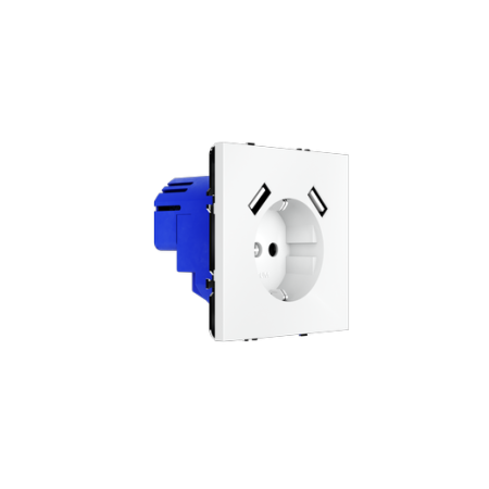 Розетка встраиваемая Voltum S70 с заземлением и защитными шторками, 16А, с USB, A+A, (белый матовый)