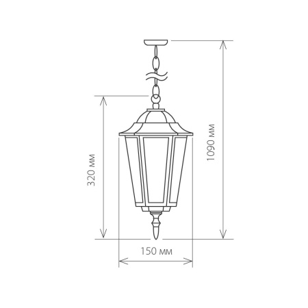 Уличный подвесной светильник 1*E27 черное золото IP44 (a035742) Elektrostandard
