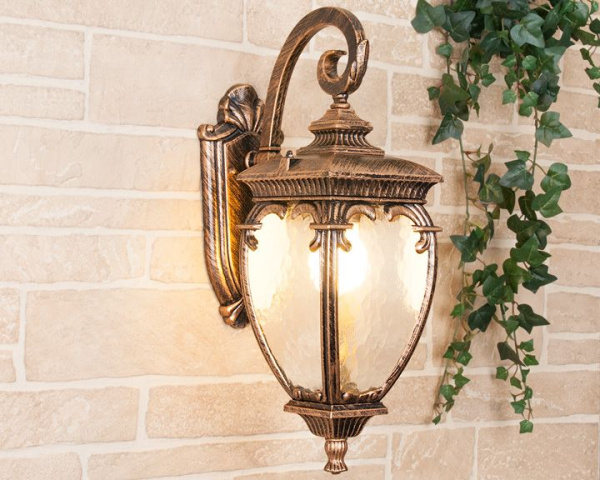 Уличный настенный светильник 1*E27 черное золото IP44 Andromeda D (a027996) Elektrostandard