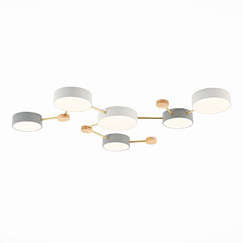 Светильник потолочный Золотистый, Светлое дерево/Белый, Серый LED 6*15Вт 4000К SLE600102-06 EVOLUCE