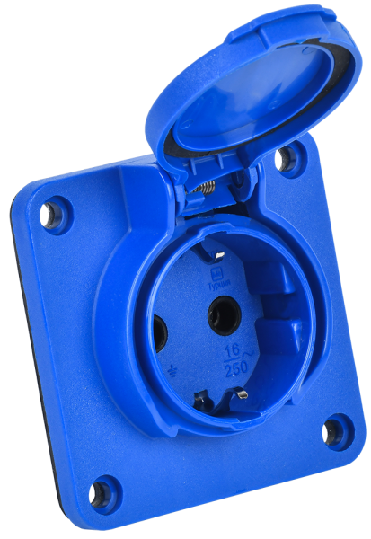 MAGNUM Розетка панельная SCHUKO РП17-3 с увеличенным фланцем IP54 синий IEK