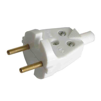 Вилка штепсельная В6-001 с кембриком УХЛ4, 250В, 6А, IP20, 72*36,5*36,5 мм,полистирол, латунир., б/ч APEYRON