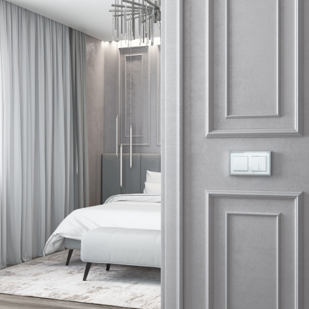 Baguette Рамка на 2 поста (белый/серебро) Werkel