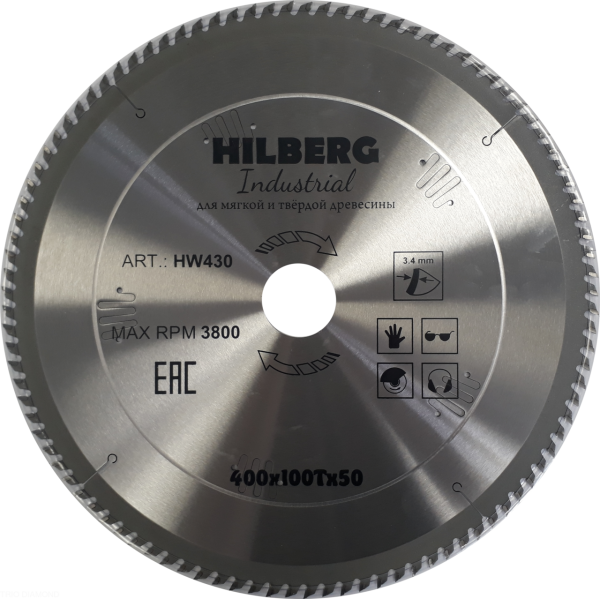 Диск пильный Industrial Дерево 400*50*100Т HW430 Hilberg