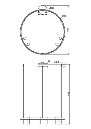 Подвесной светильник 6*LED 40Вт Черный IP20 Satellite MOD102PL-L42BK Maytoni