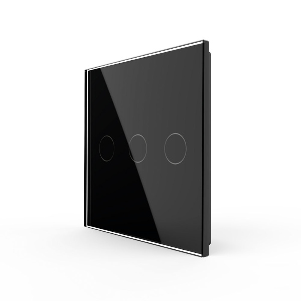 Панель для сенсорного выключателя UK стандарт, 3 клавиши, цвет черный, стекло B Livolo