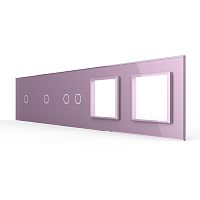 Панель для 3-х сенсорных выключателей и 2-х розеток, 4 клавиши (1+1+2), цвет розовый, стекло Livolo