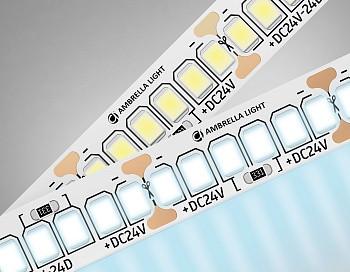 Светодиодная лента GS3403 2835 240Led/ 20W m/ 24V IP20 6500K/ 5000*10*1.2mm/ кратность резки 25mm (2 конт.) Ambrella Light
