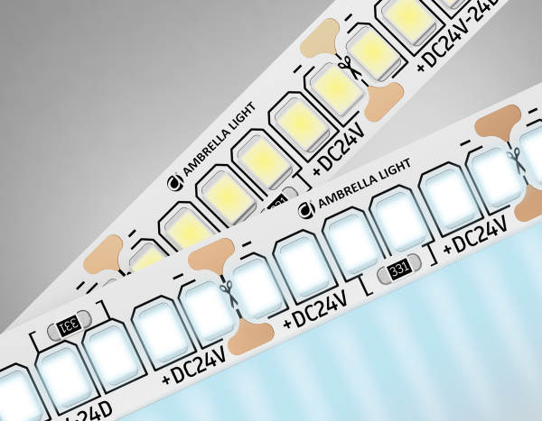 Светодиодная лента GS3403 2835 240Led/ 20W m/ 24V IP20 6500K/ 5000*10*1.2mm/ кратность резки 25mm (2 конт.) Ambrella Light