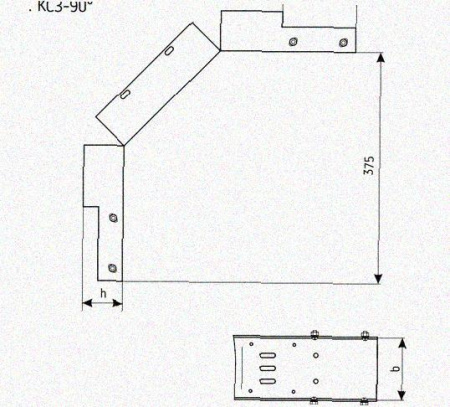 Лоток замковый перфорированный КСЗ 600х80-90 УХЛ1 для поворота трассы вниз на 90, горячее цинкование, S1,5