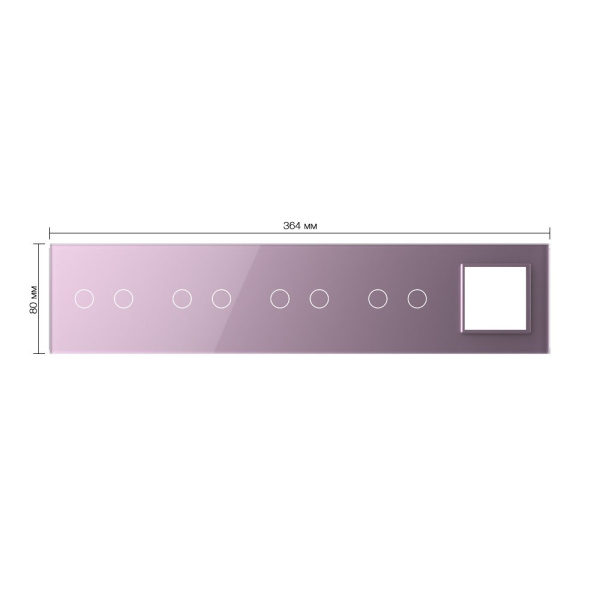 Панель для 4-х сенсорных выключателей и розетки, 8 клавиш (2+2+2+2), цвет розовый, стекло Livolo