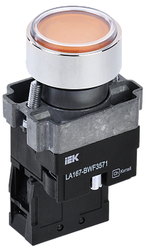 Кнопка управления LA167-BWF3571 d=22мм RC 1з с подсветкой желтая IEK