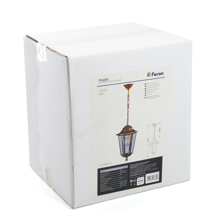 Светильник садово-парковый Feron 6205/PL6205 шестигранный на цепочке 100W E27 230V, черное золото