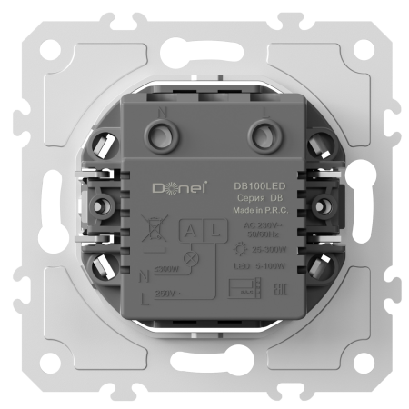 Donel Светорегулятор поворотный Triac, LED 100 Вт (акт.нагрузка-макс. 300Вт), серия DB