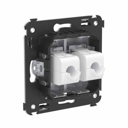 Компьютерная розетка RJ-45 без шторки в стену, кат.6 двойная, "Avanti", "Закаленная сталь" DKC