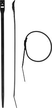 Кабельные стяжки черные КОБРА, с плоским замком, 7.6 х 370 мм, 10 шт, нейлоновые, Профессионал ЗУБР
