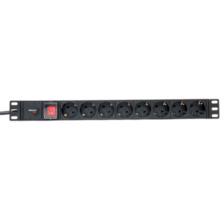 Блок розеток PDU TERACOM PRO 19" 1U 16А/250В 8 розеток Schuko с выключателем шнур питания длиной 2 метра сечение 3x1,5 мм2 вилка Schuko корпус алюмини Блок розеток PDU TERACOM PRO 19" 1U 16А/250В 8 розеток Schuko с выключателем шнур питания длиной 2 метра сечение 3x1,5 мм2 вилка Schuko корпус алюмини